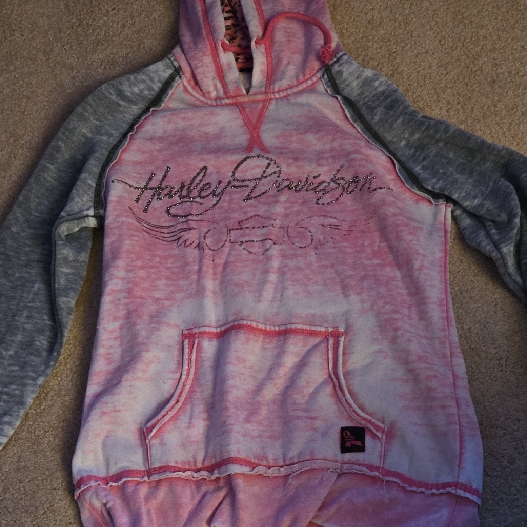 Harley-Davidson Pink And Gray Kids Hoodie